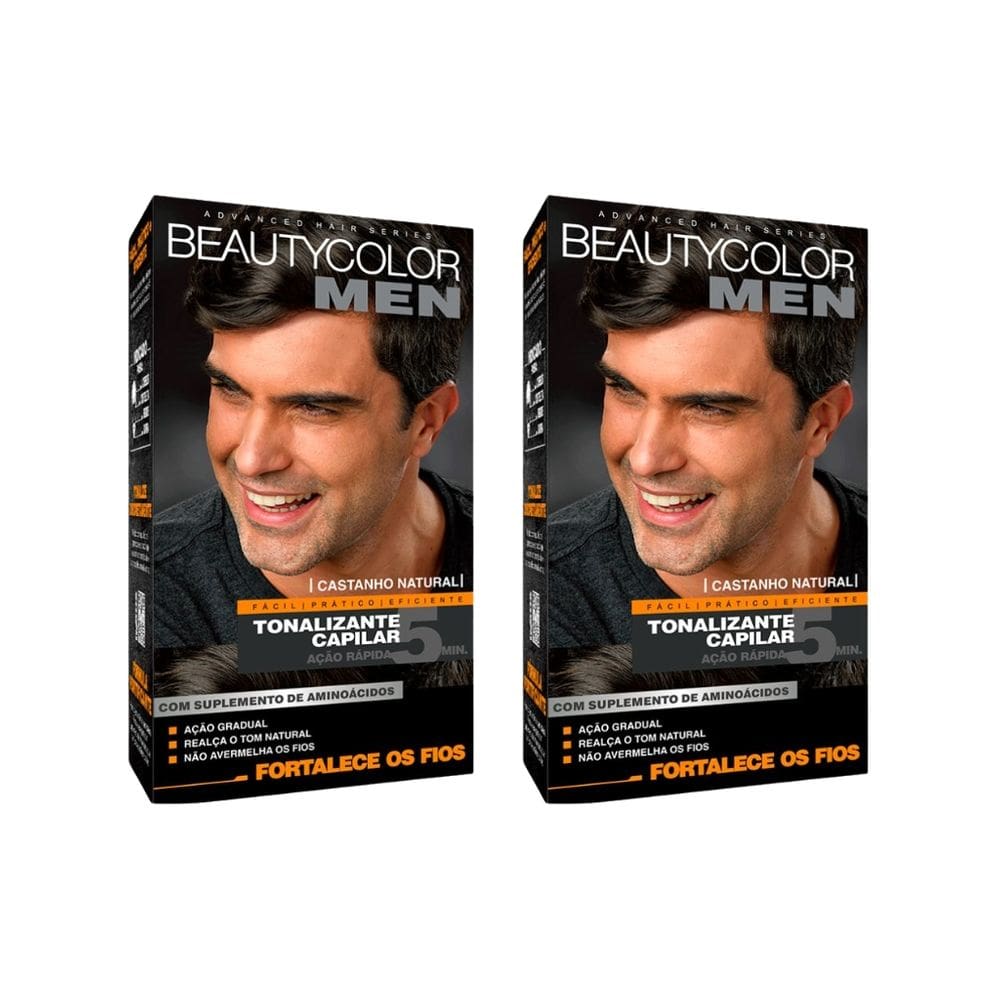 Coloraçao Beauty Color Men Castanho Natural - Kit C/ 2un