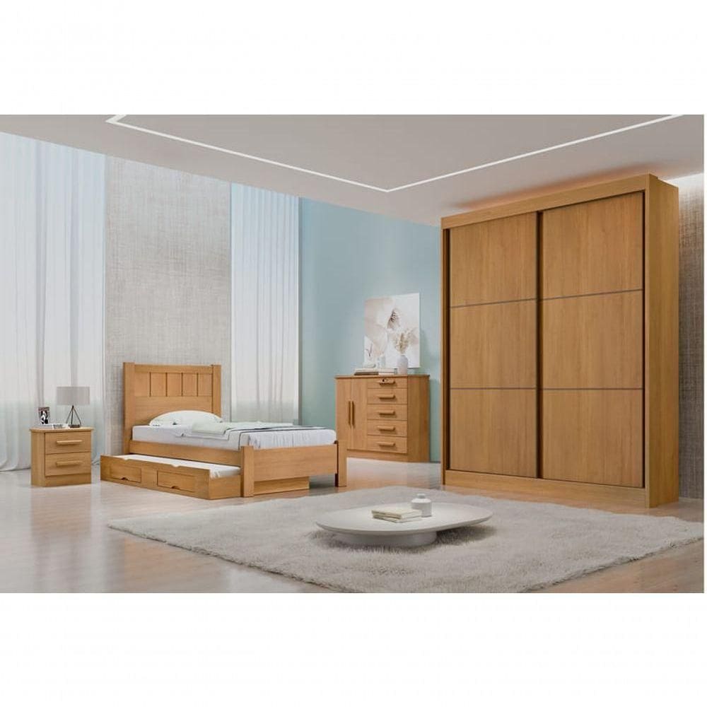 Guarda Roupa Solteiro 2 Portas 3 Gavetas Santorini-cinamomo Móveis D`doro