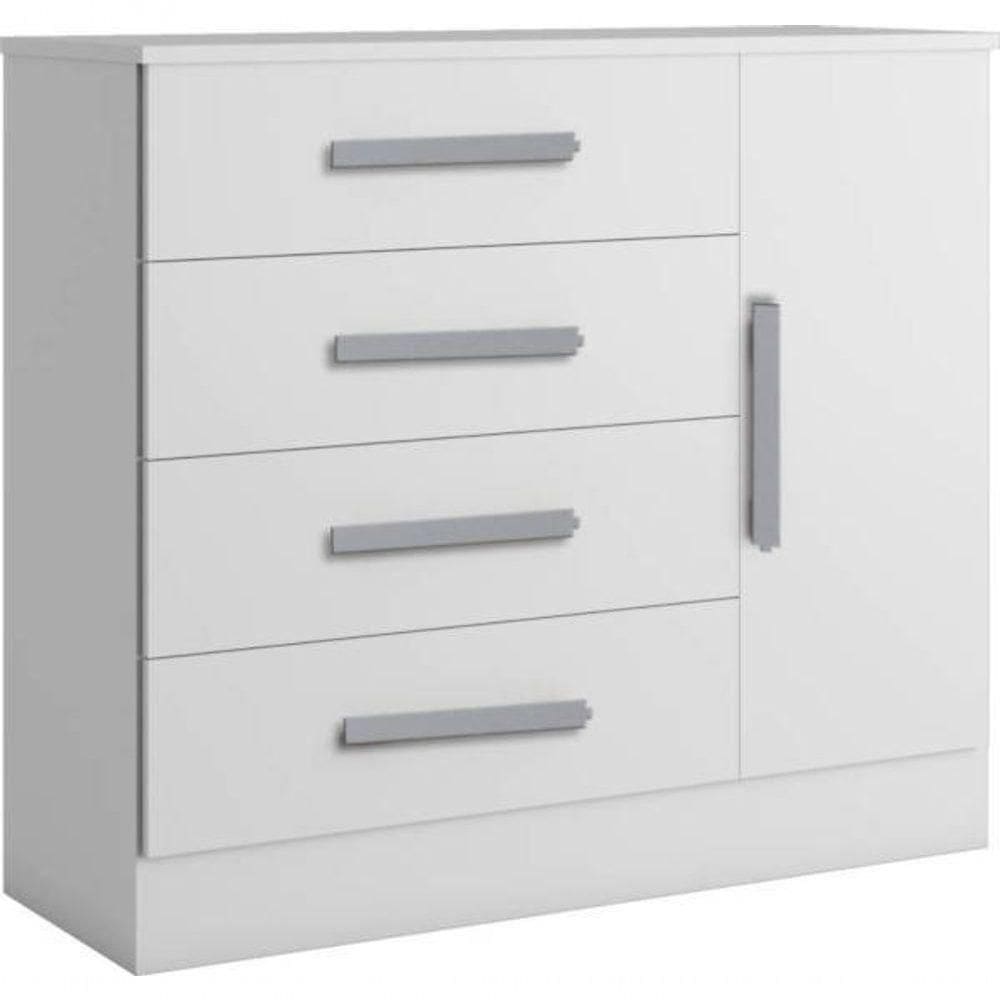 Cômoda Para Quarto 4 Gavetas Com Sapateira Zeus branco Bianchi Móveis