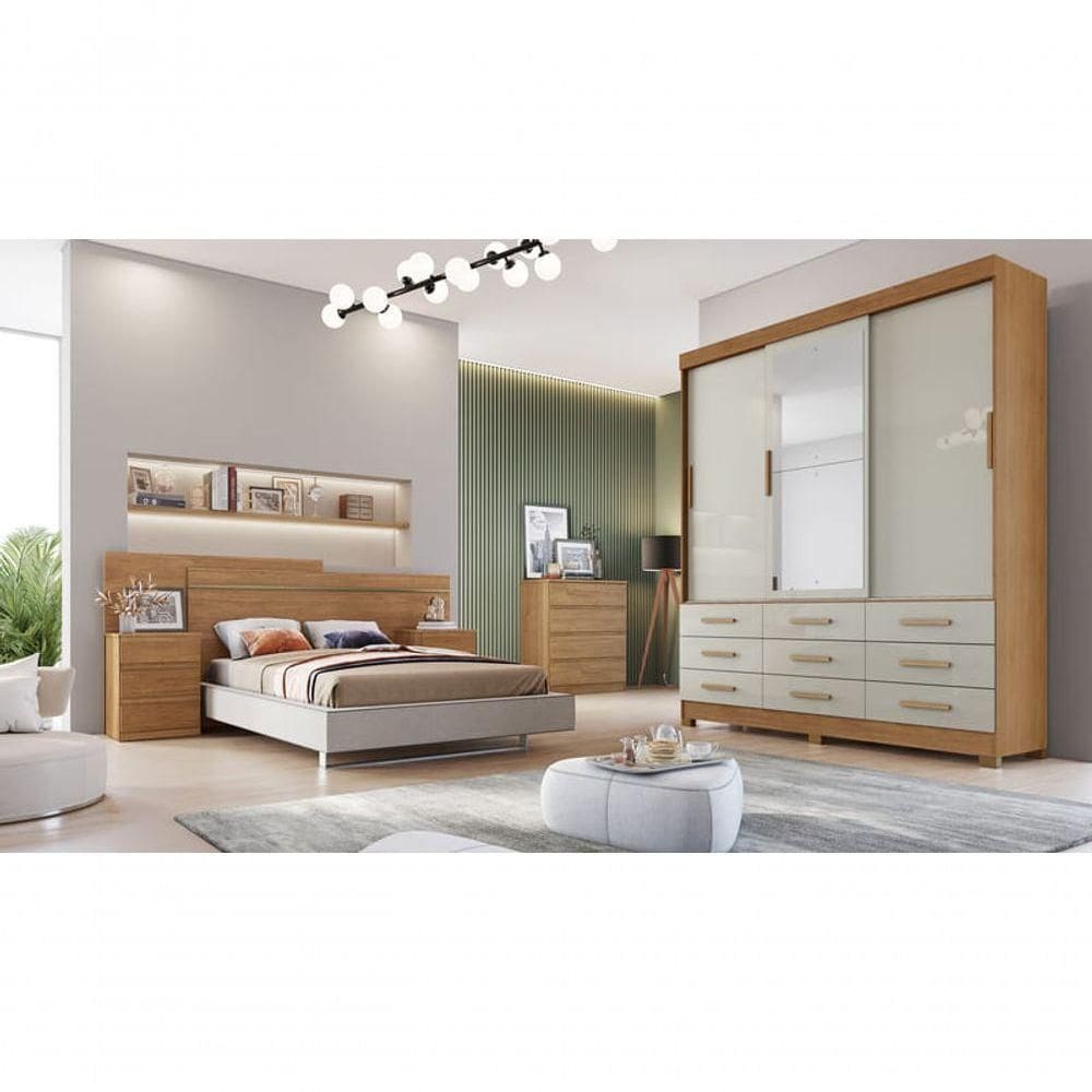 Guarda Roupa Solteiro Com Espelho 3 Portas 9 Gavetas Capri-cumaru-fendi Móveis Novo Horizonte