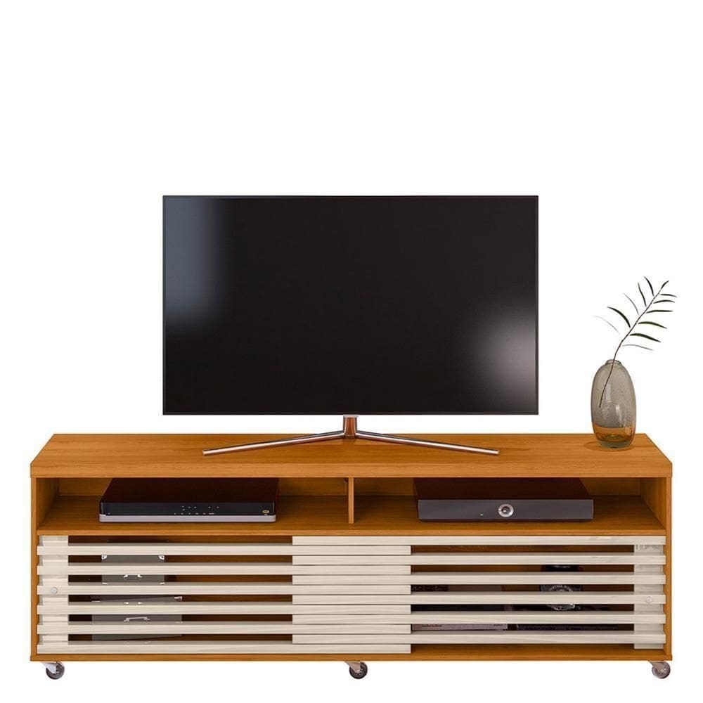 Rack Bancada Frizz 1.8 Cinamomo Off White Com Rodízios Para Tv Até 65 Madetec Cinamomo Off White