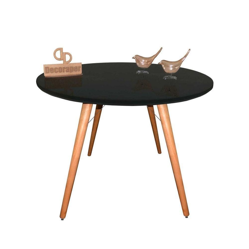 Mesa Jantar Pés Palitos Tampo Redondo Vidro Laqueado 120cm Preto