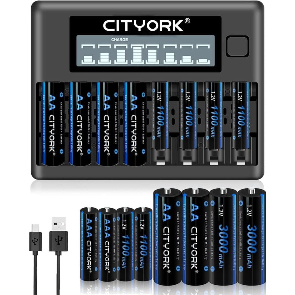 Baterias Recarregáveis CITYORK AA 3000mAh x8 + AAA 1100mAh x8