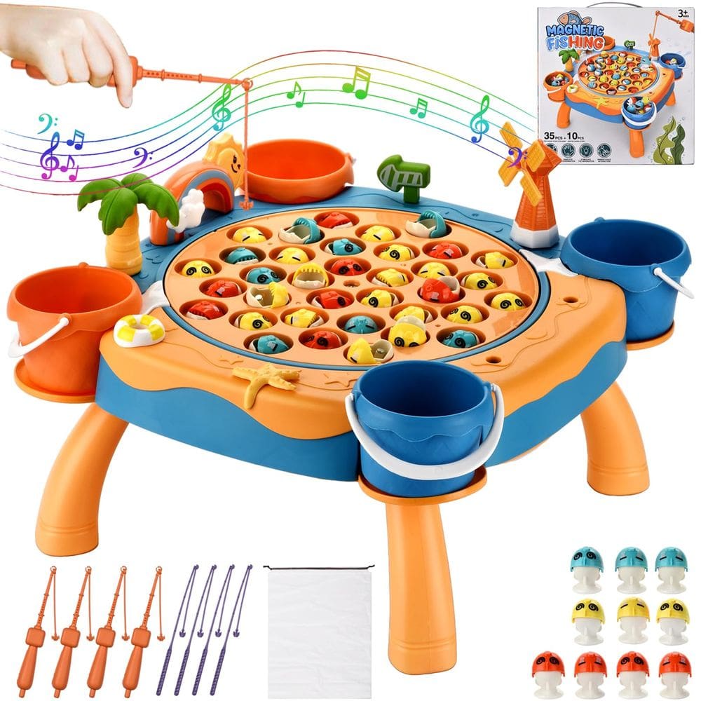 Jogo de pesca magnético Jovarous com 45 peixes, 8 pólos para crianças de 3 a 8