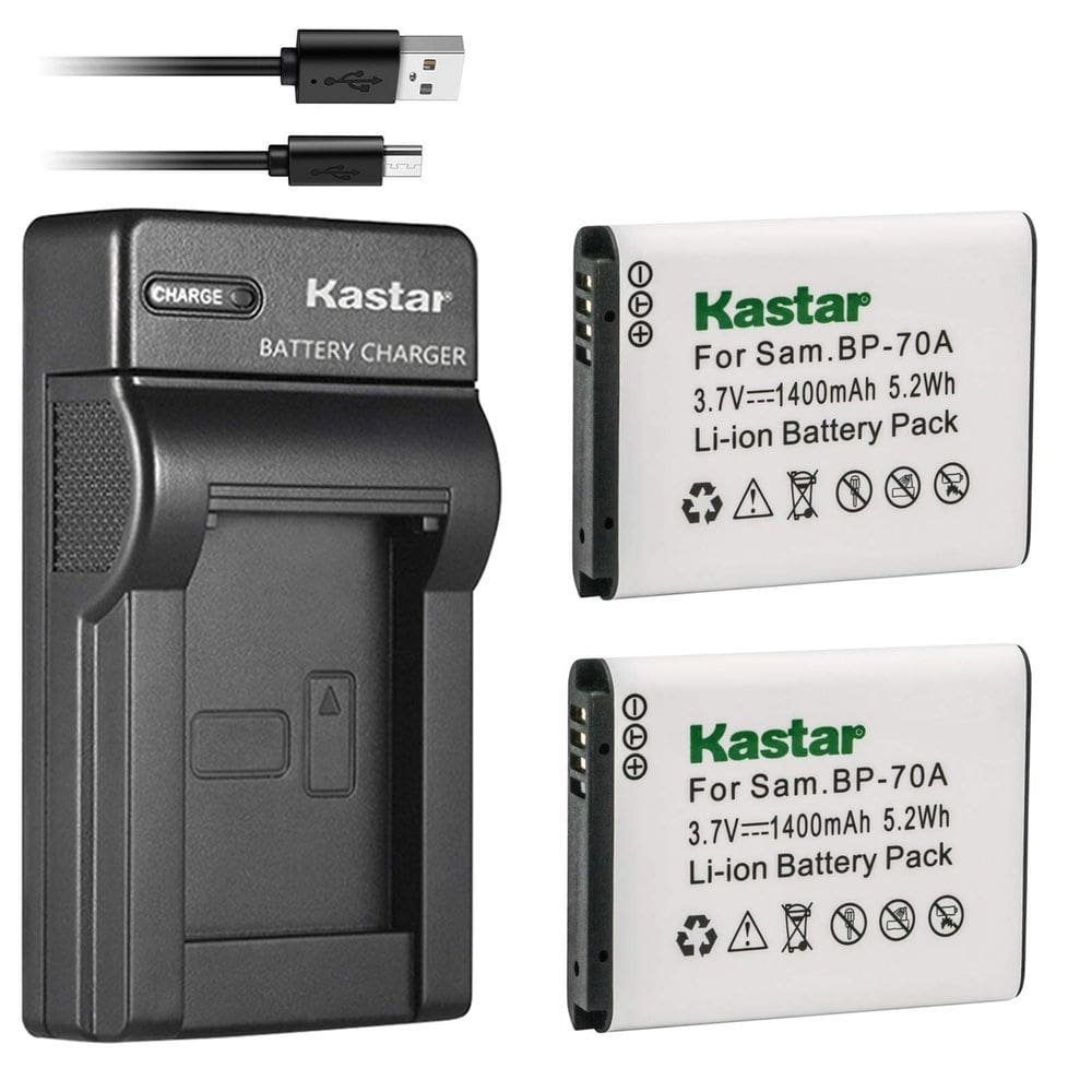 Carregador de bateria Kastar para Samsung BP-70A (X2) com USB