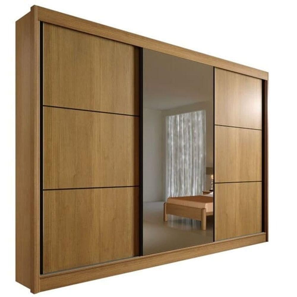 Guarda Roupa Casal Com Espelho 3 Portas 6 Gavetas Los Angeles-cinamomo Móveis D`doro