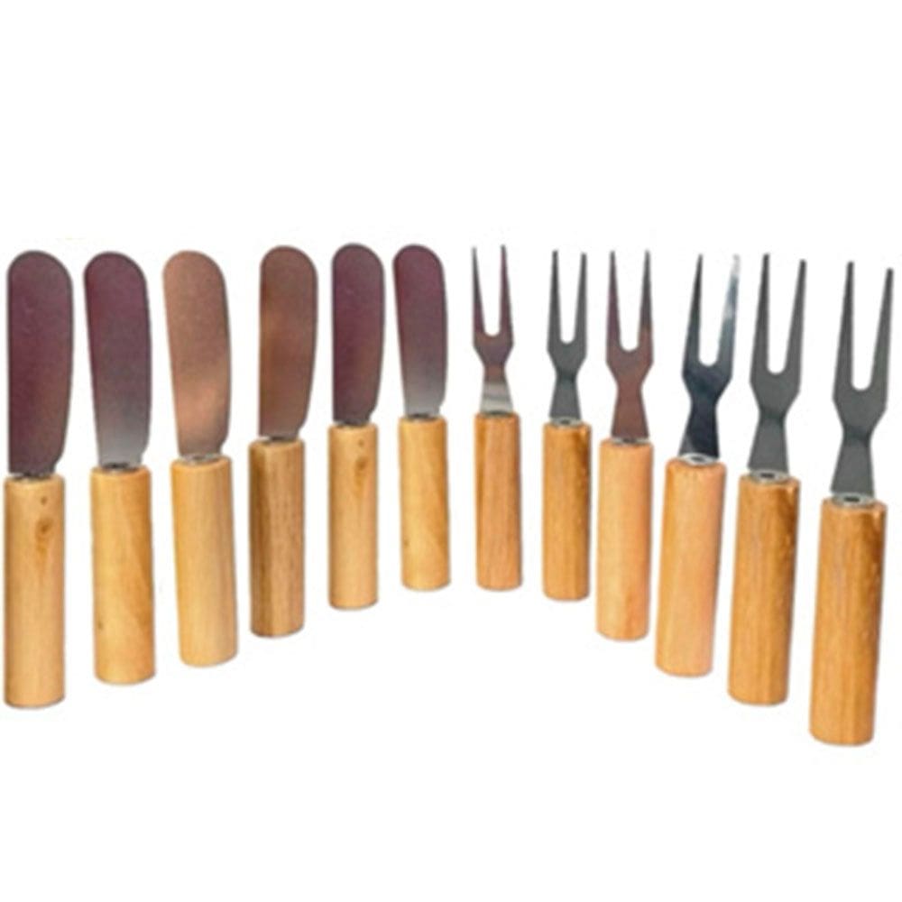 6 Garfinhos P/Petiscos E 6 Espátulas P/Manteiga Geleia Patê