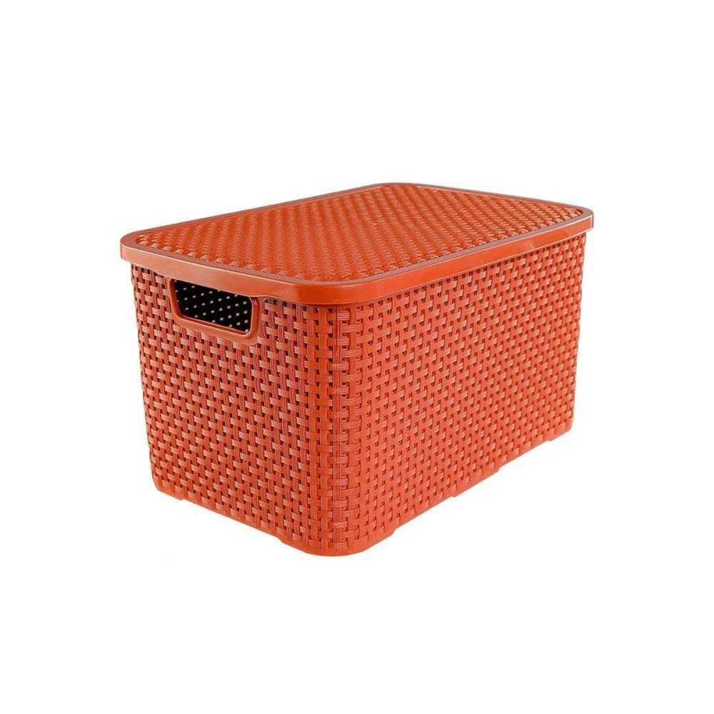 Caixa 07 Litros Terracota Rattan Para Brinquedos Acessórios