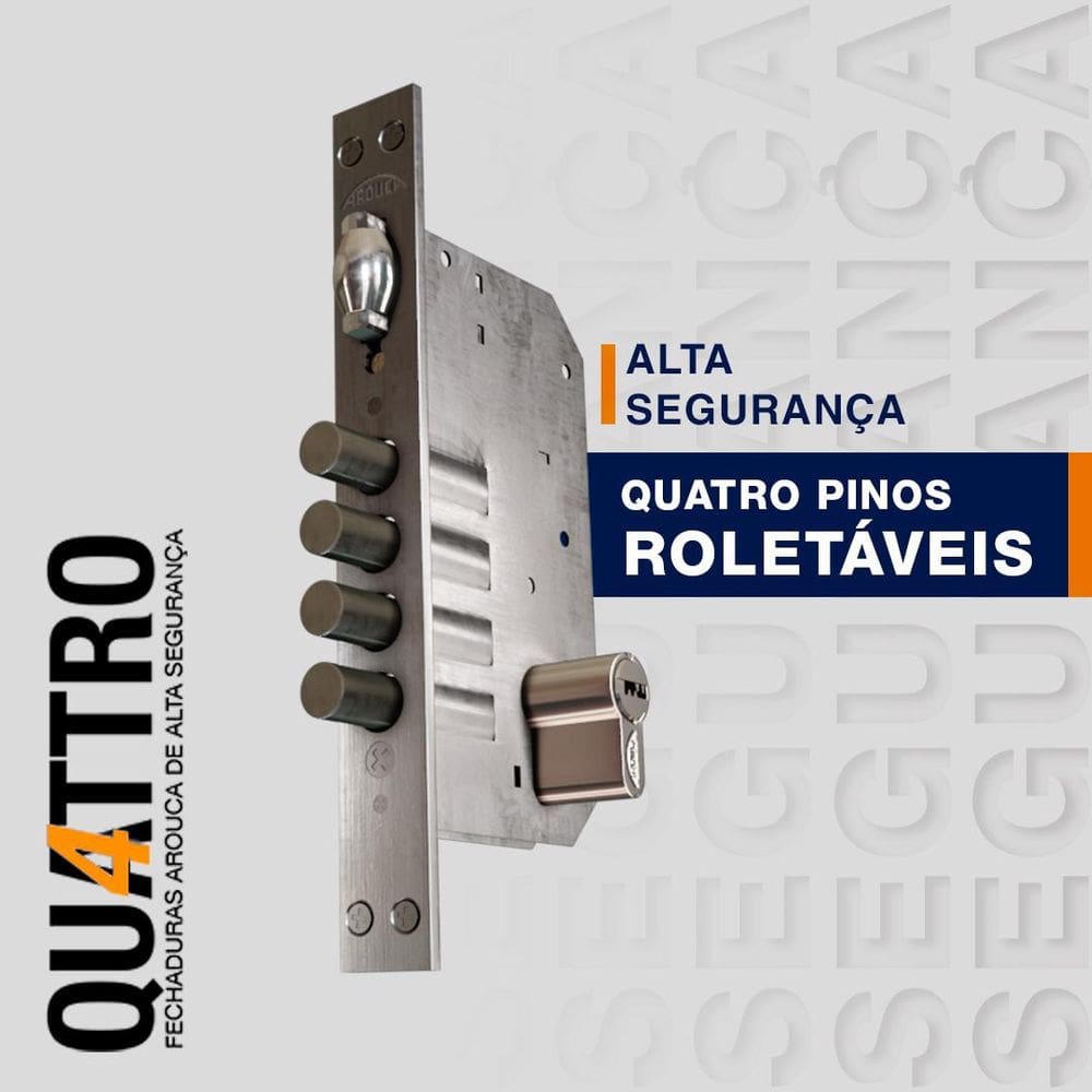 Fechadura Rolete Alta Segurança 4410 Inox Cilindro 12 Cm