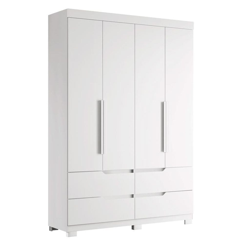 Guarda Roupa Doble 4 Portas Branco Fosco Liso - ABZ