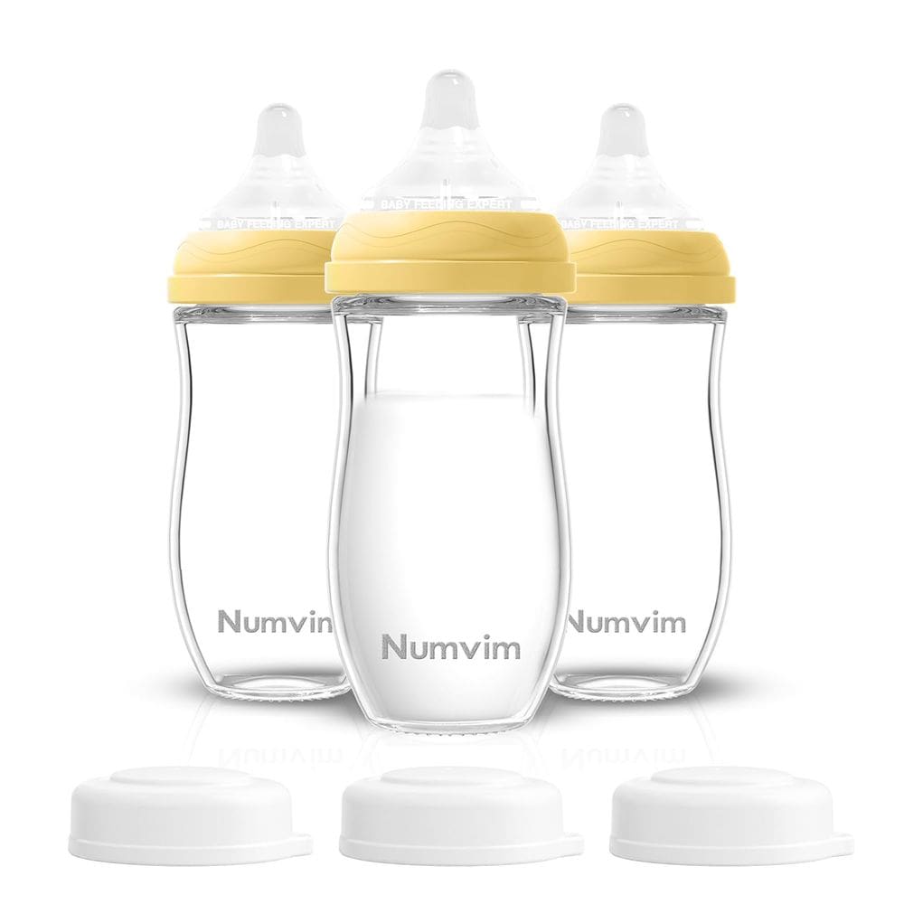 Conjunto de mamadeiras Numvim Natural Glass 240 ml, 3 meses ou mais, 3 pacotes