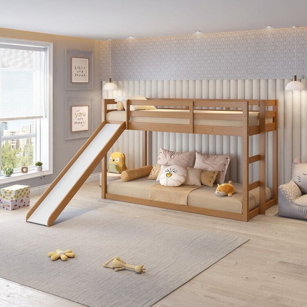 Conjunto Beliche Extensível Infantil e Escorregador FamilyCasatema Amendoa