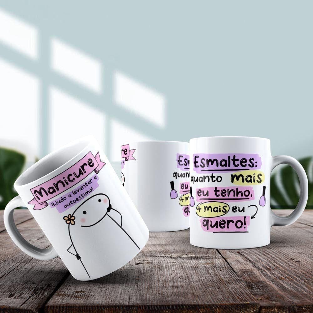 Caneca De Porcelana 325ml Flork Profissões Feminino Manicure