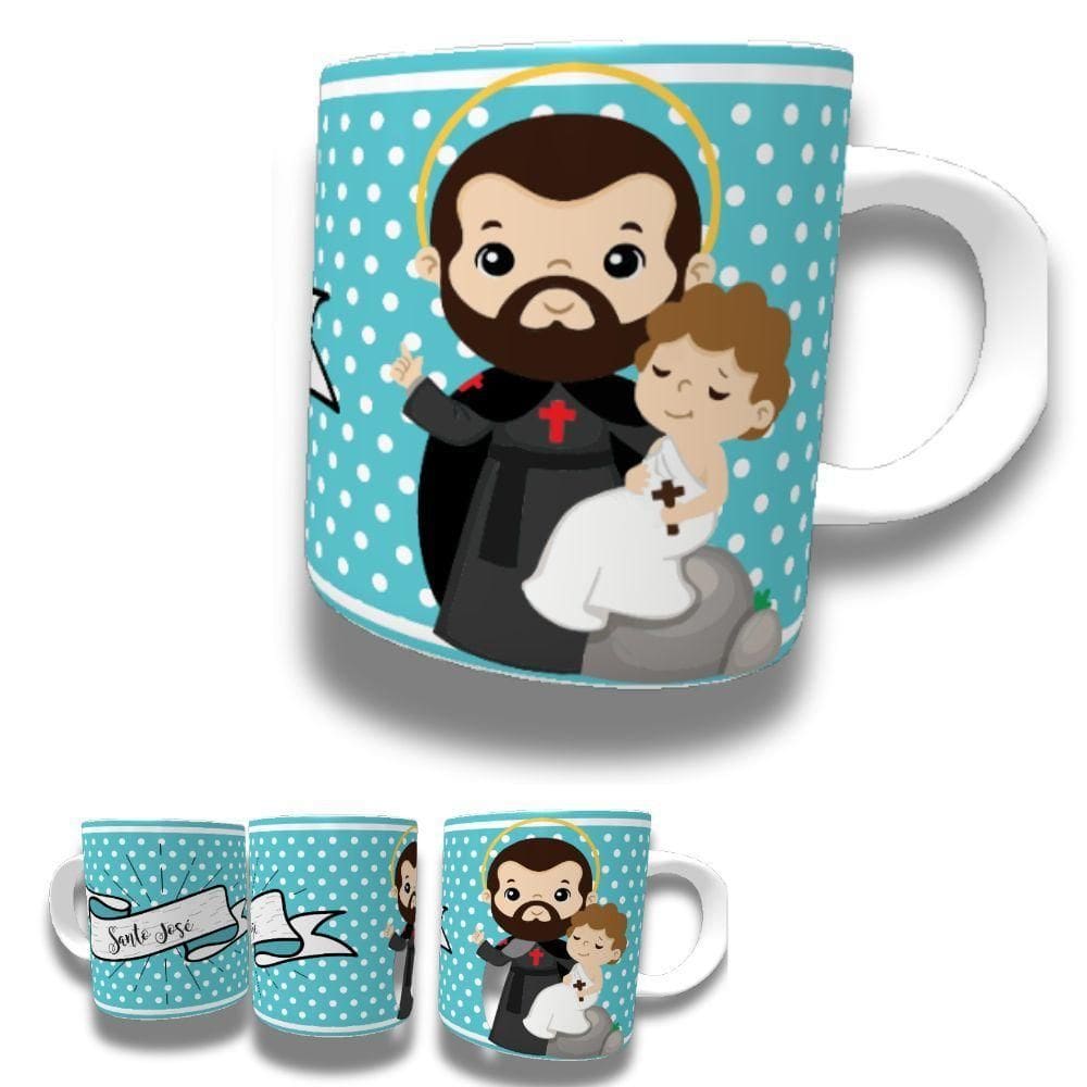 Caneca De Porcelana 325ml Santos Católicos Decorada Santo José