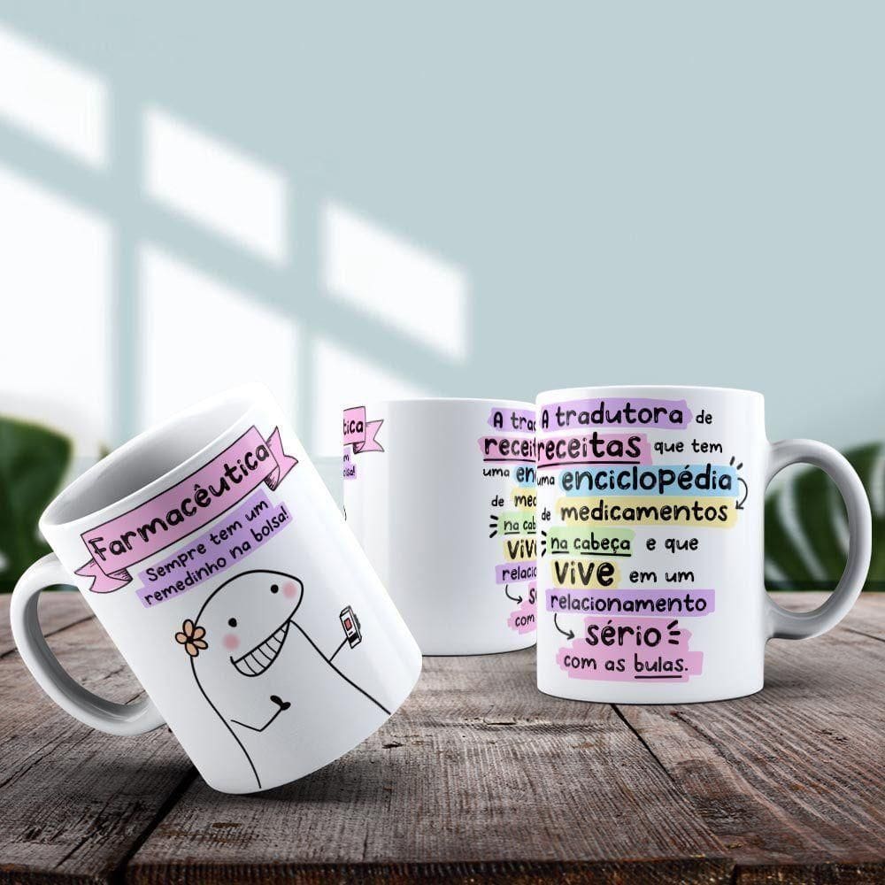 Caneca De Porcelana 325ml Flork Profissões Feminino Farmacêutica