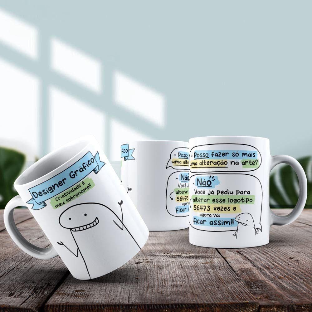Caneca De Porcelana 325ml Flork Profissões Masculino Designer Gráfico