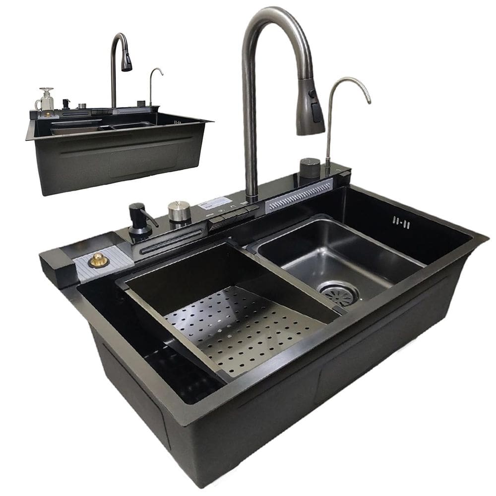 Cuba Gourmet Inox Luxo Premium Inteligente Cozinha Torneira Painel Digital Monocomando Agua Quente Fria Limpador de Copo Dispenser Dosador