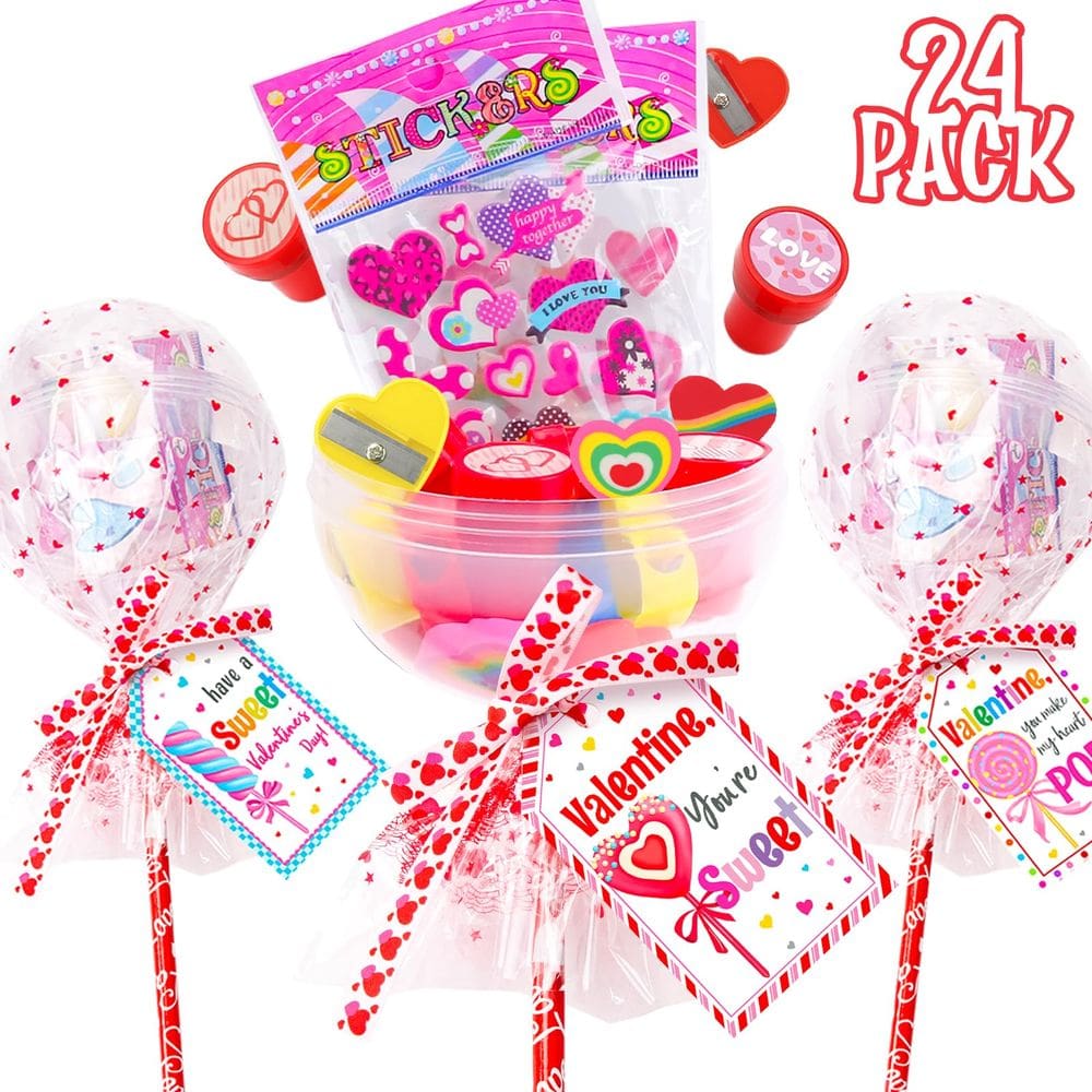 Conjunto de papelaria Oriental Cherry Giant Lollipop, pacote com 24 unidades para crianças