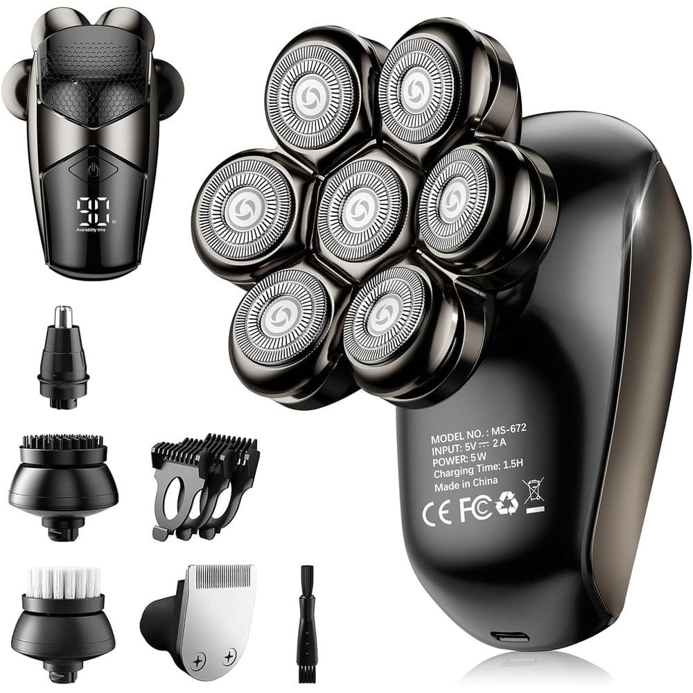 Barbeador elétrico SHPAVVER 5 em 1 à prova d`água para homens carecas