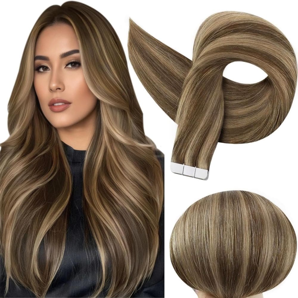 Fita adesiva em extensões de cabelo Full Shine 40cm 50g Cor 4/27