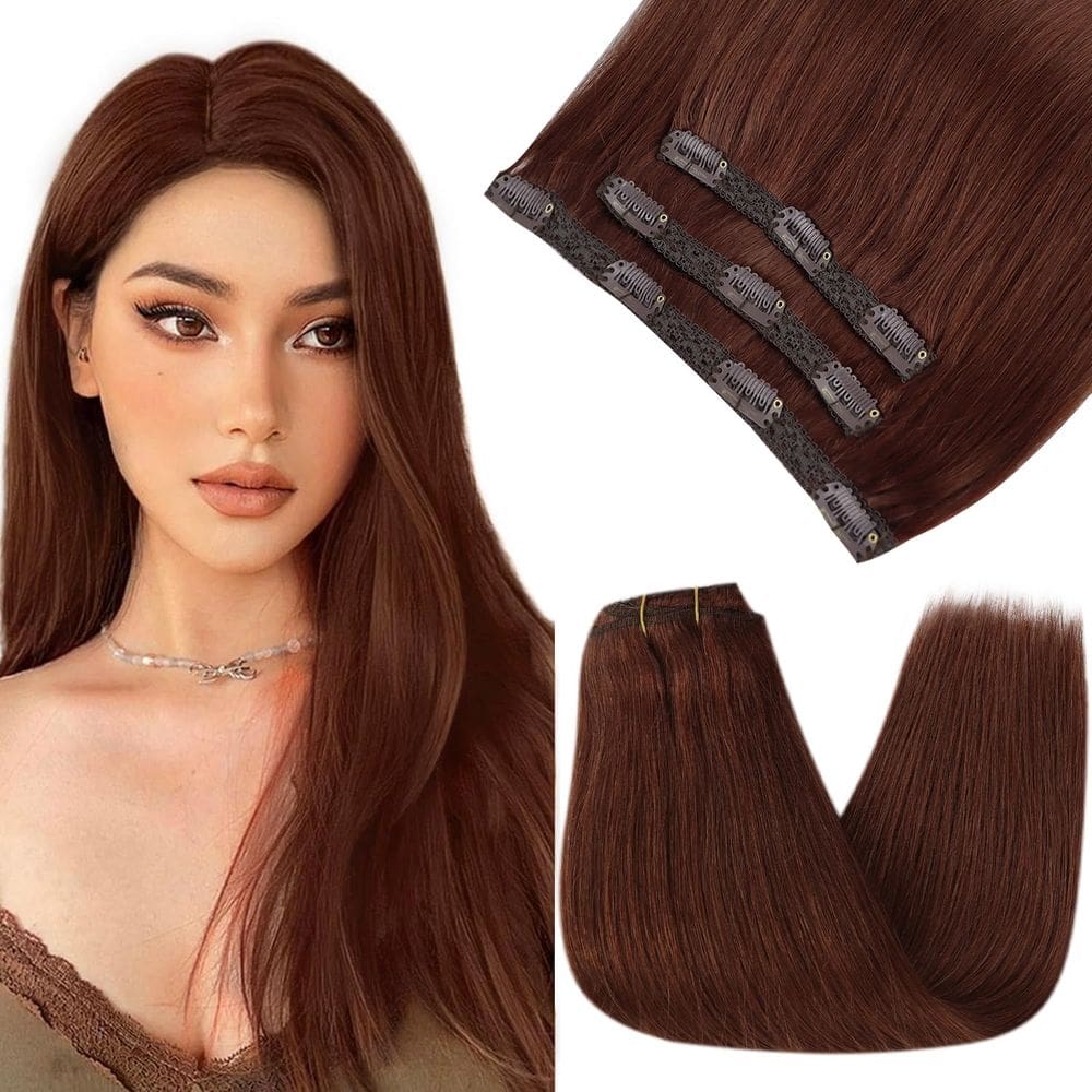 Extensões de cabelo Sunny Clip em cabelo humano reto 40cm