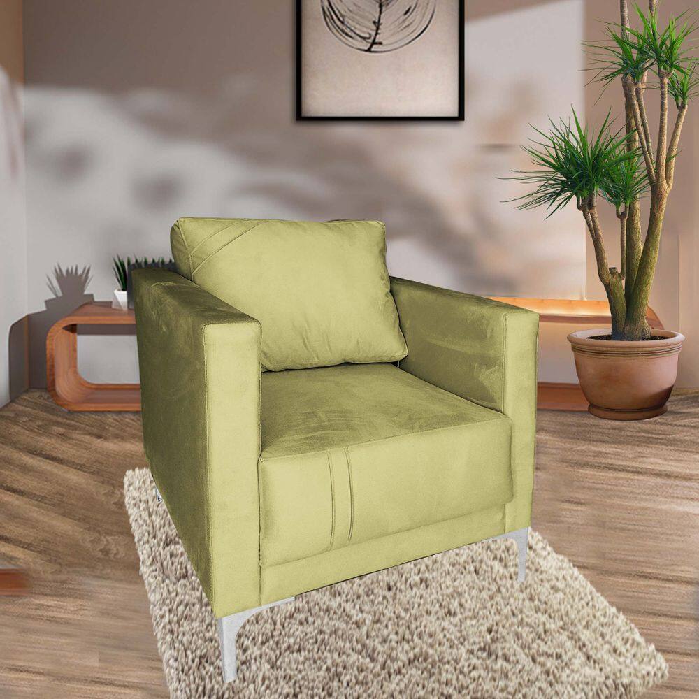 Poltrona Sara Suede Aço Industrial Amarelo