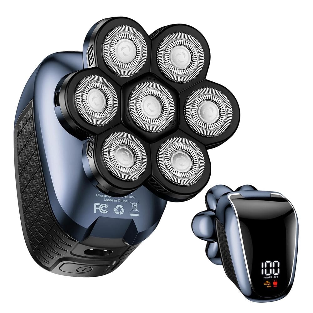 Máquina de barbear Wyklaus 7D com aparador de pelos nasais azul