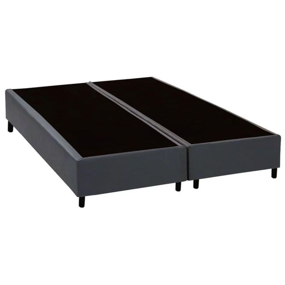 Cama Box Queen Bipartido Cinza Sintetico 40x158x198 - Santo Box