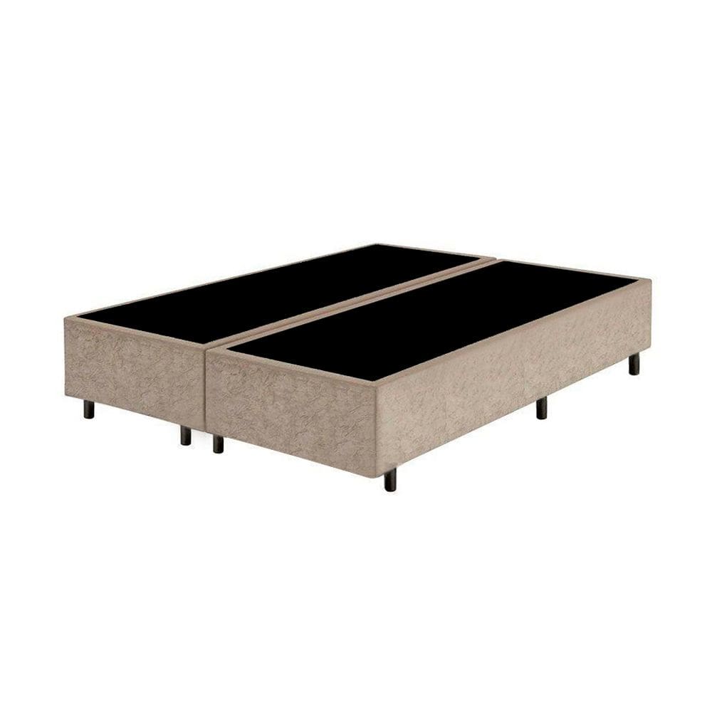 Cama Box Queen Bipartido Bege Suede 40x158x198 - Santo Box