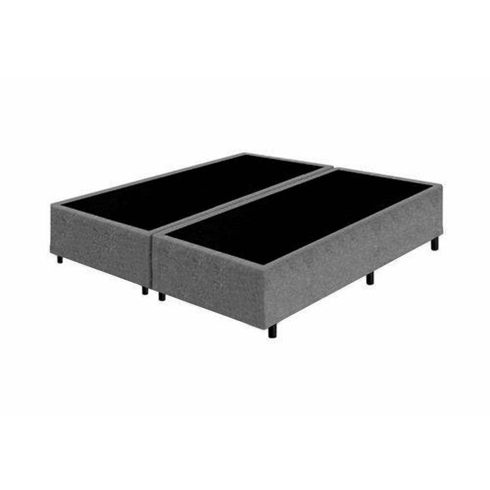 Cama Box Queen Bipartido Cinza Suede 40x158x198 - Santo Box