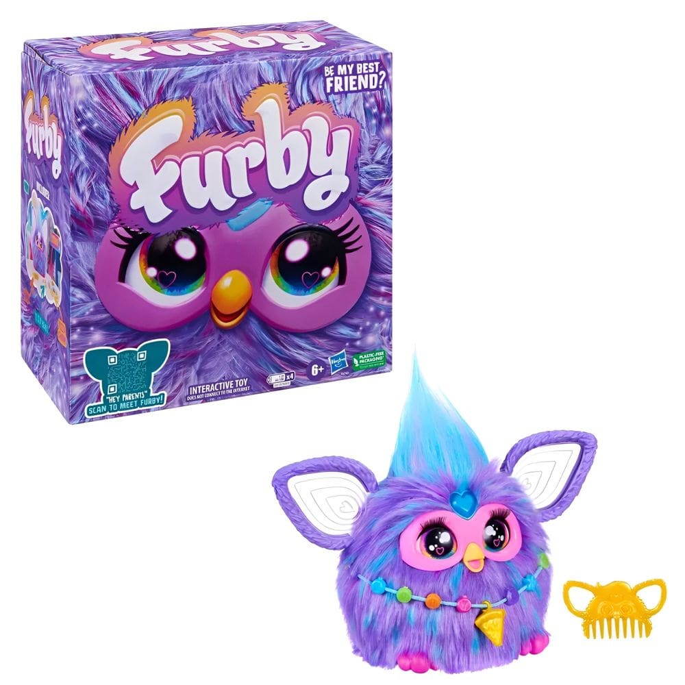 Pelúcia Interativa Furby Roxo Brinquedo Com 5 Modos Ativados Por Voz e Acessórios - Hasbro
