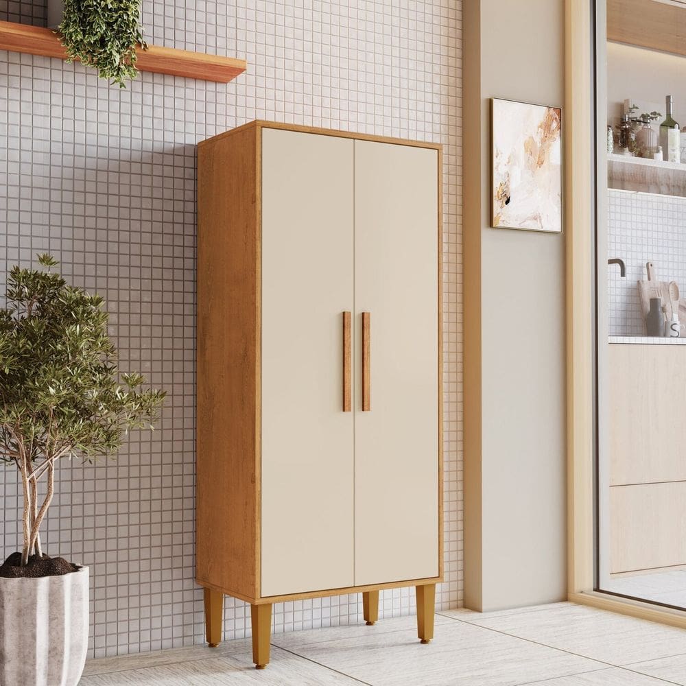 Armário Multiuso 2 Portas 3 Prateleira Paraná Marrom/Off White