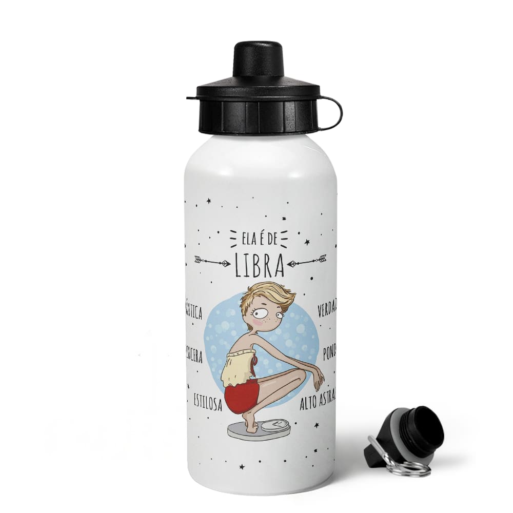 Garrafa Squeeze MQ Signos - Ela é de Libra - 600ml