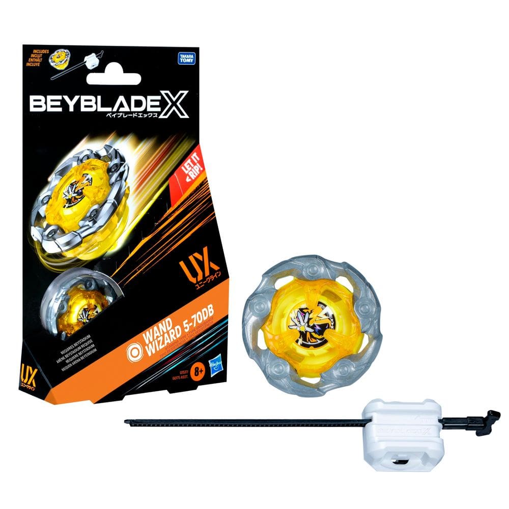 Pacote inicial Beyblade X Wand Wizard 5-70DB UX com Launcher 8+