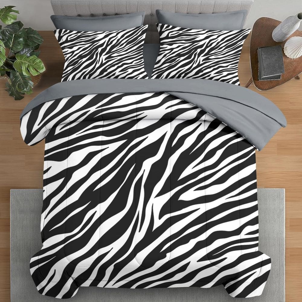 Conjunto de edredom Pamnest em tamanho real Zebra Stripe Animal, 7 unidades