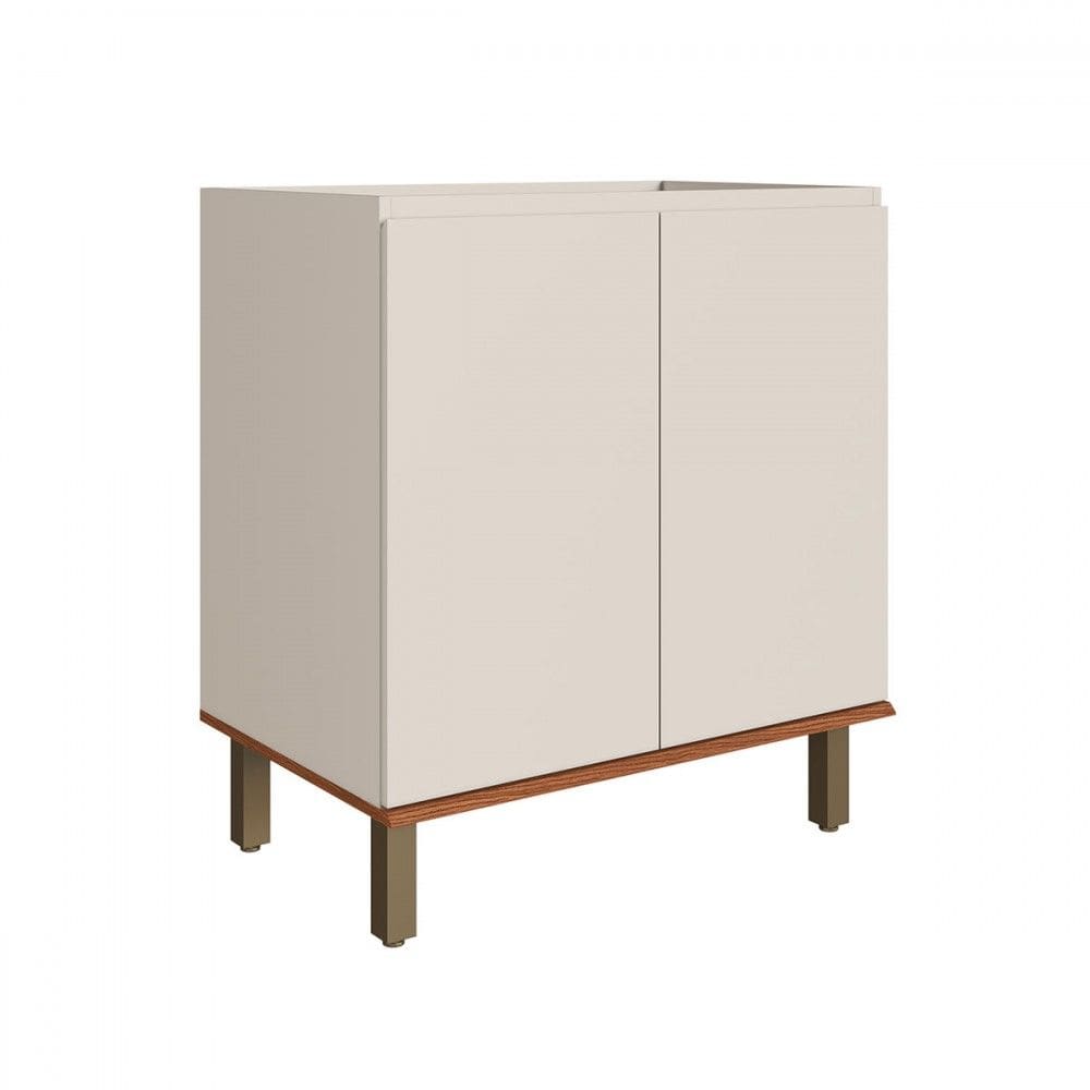 Balcão de Cozinha 80 Cm Auris 2 Portas 100% Mdf Off White/Canela - Genialflex