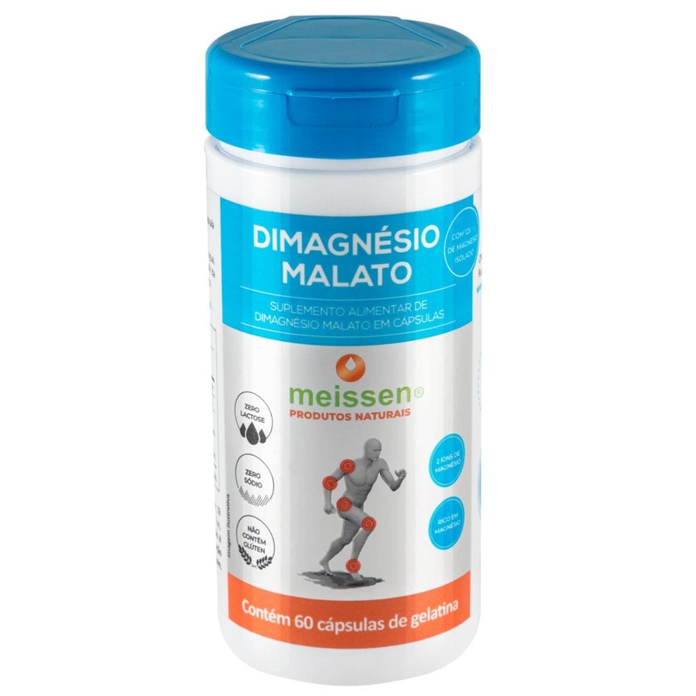 Dimagnésio Malato Magnésio Meissen 100% Puro Concentrado Suplemento Alimentar 60 Cápsulas 125mg