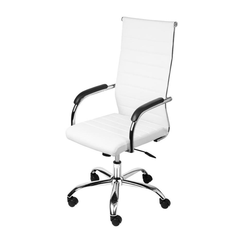 Cadeira Giratória Alta Florença Branca Base Rodízio Cromado