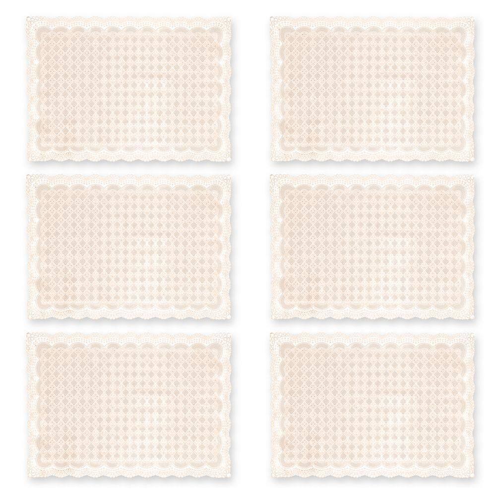 Toalha De Geladeira Pvc Rendado Kit 06 Pçs Balão Bege Fl1522