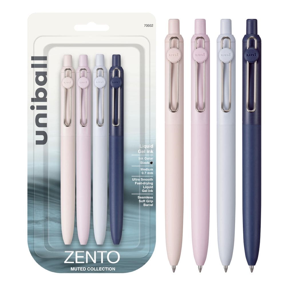 Canetas esferográficas de tinta gel uni-ball Zento Black Medium Point x4