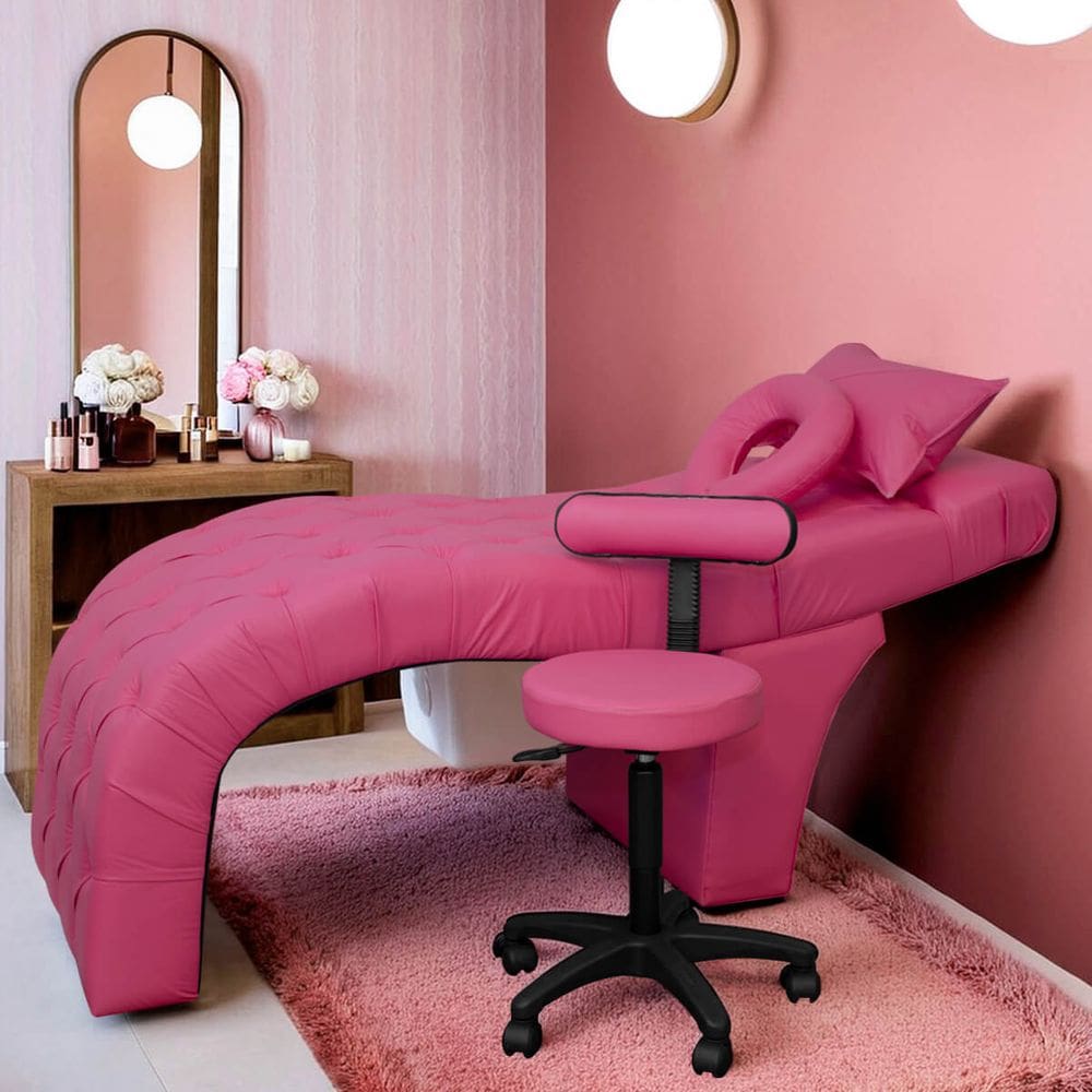 Maca Estética Charme + Mocho Tapeçado Corino - SOFA STORE Cor:Corino Pink