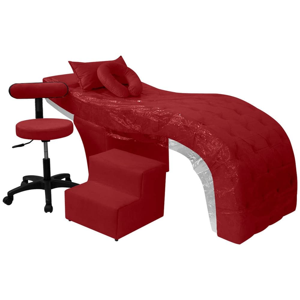 Kit Maca Estética Charme para Cílios + Mocho + Escada + Capa Veludo Cor:Veludo Vermelho