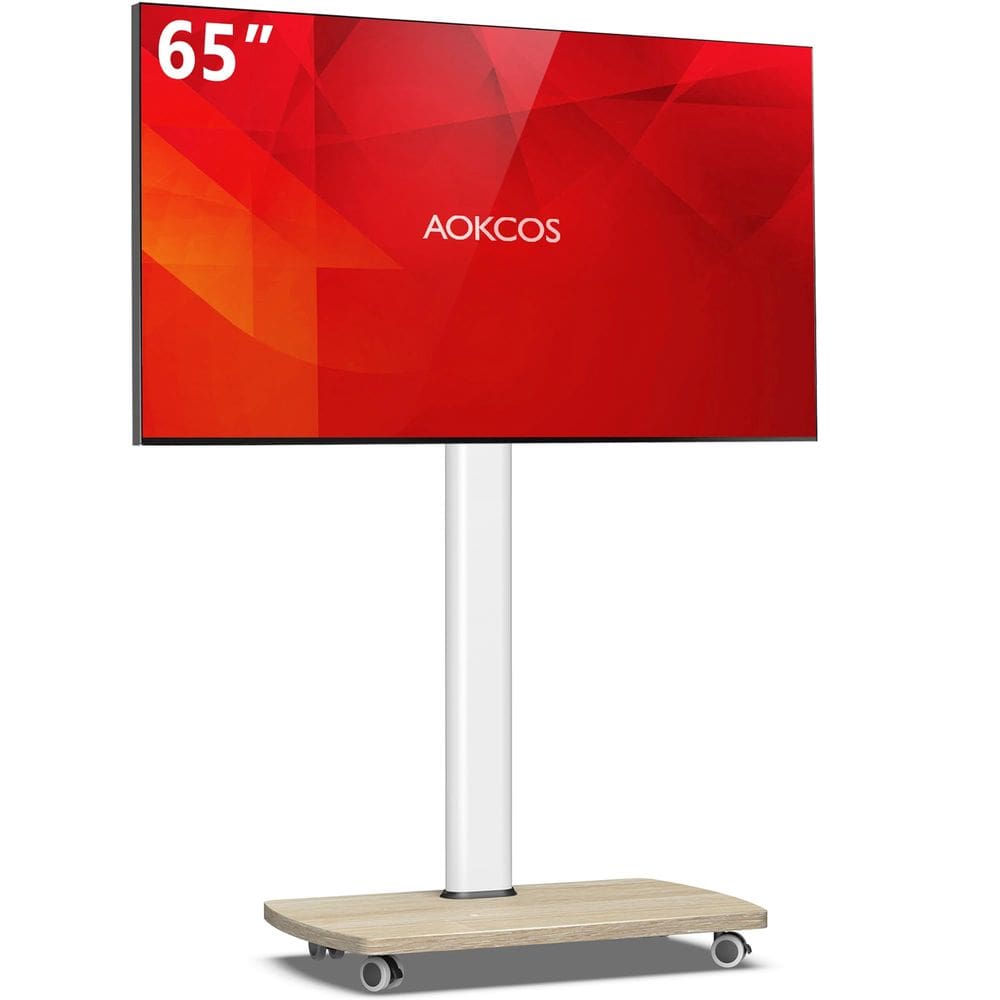 Suporte de TV AOKCOS Rolling Mobile Stand 32-65" 60° giratório branco