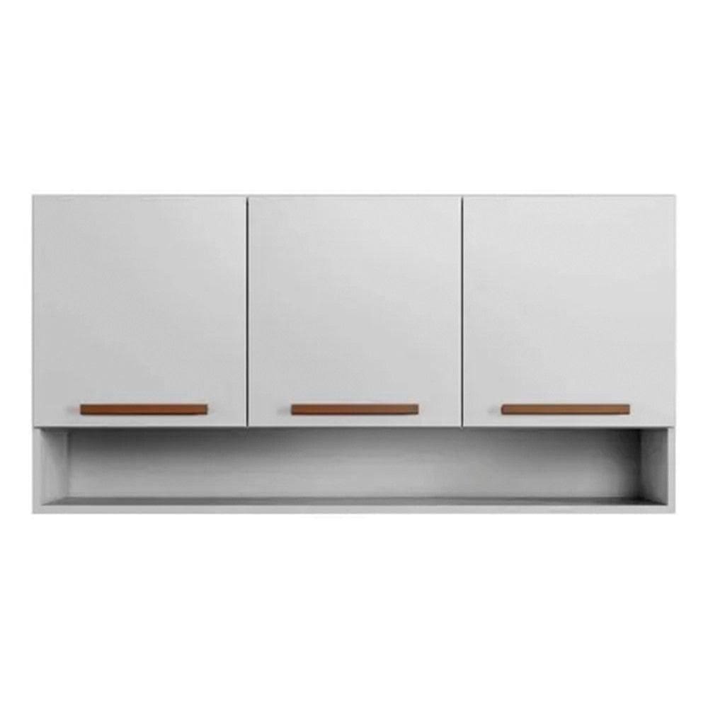 Armário De Cozinha Aéreo New 3 Portas Com Nicho Arte Móveis Branco