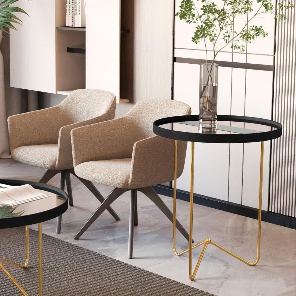 Mesa De Canto Pensilvania Preto Dourado