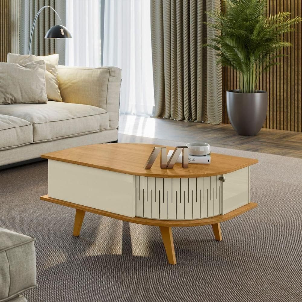 Conjunto Mesa Centro E Cristaleira Kiev Cumaru Opala