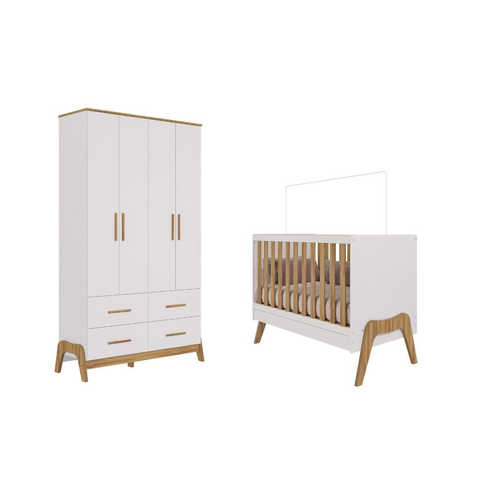 Berço e Guarda Roupa Retrô Guti Moveis Peroba MDF