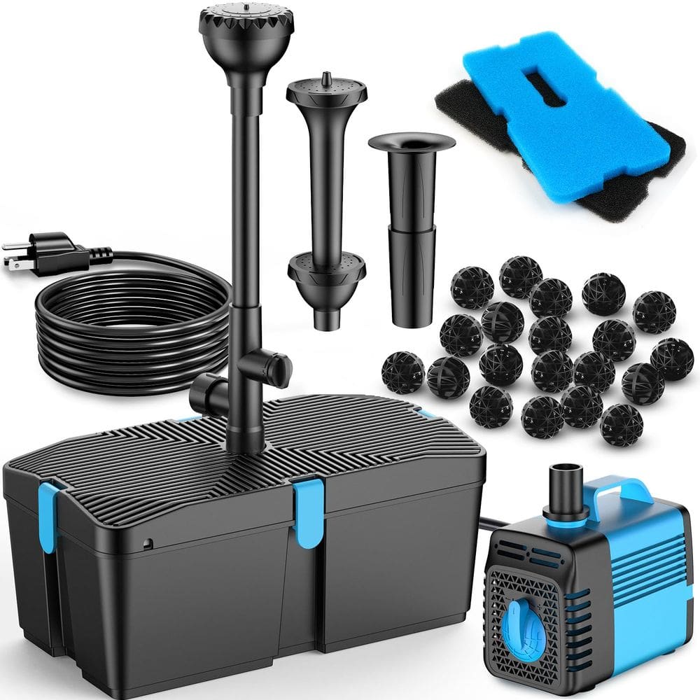 Filtro de lagoa FEOXSHAL 820 GPH com bomba de 60 W para lago e jardim de carpas
