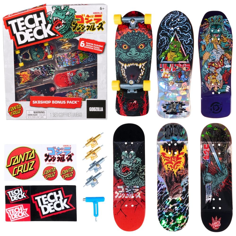 Mini Skateboards Tech Deck Godzilla Sk8shop com acessórios