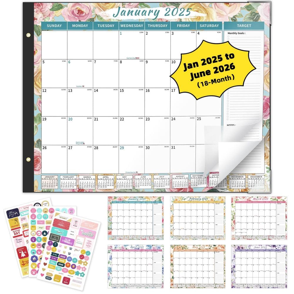 Calendário de mesa Ospelelf 2025-2026 22 x 17 cm Capa de PVC